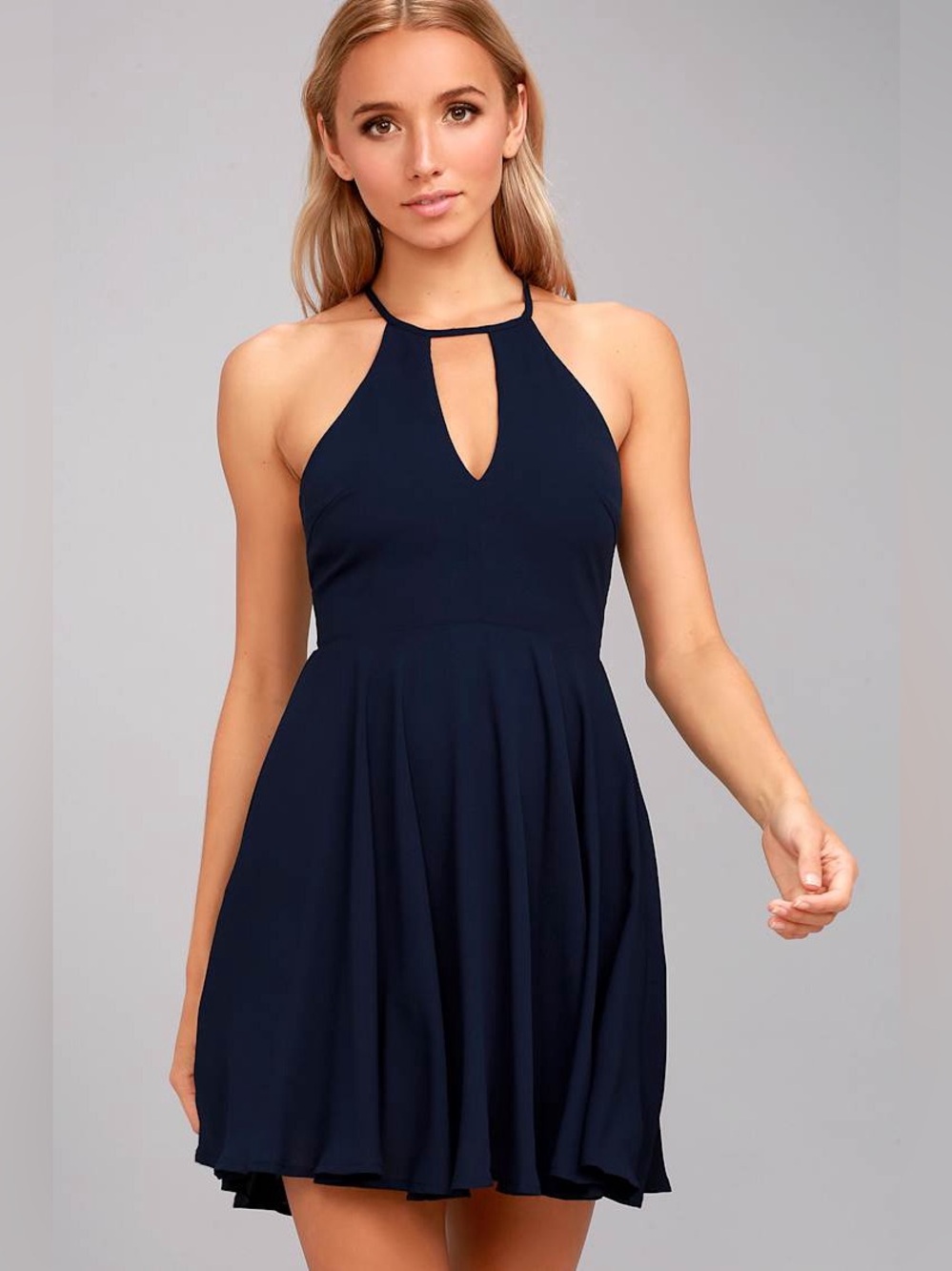 Lulus Glamorous Grace Navy Blue Skater Dress
Size Small - C77-008